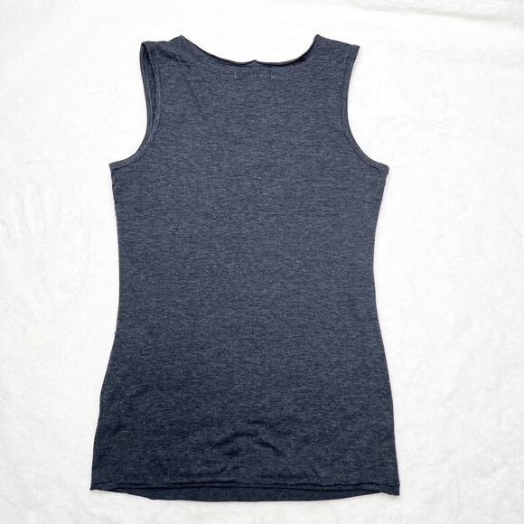 PLEIONE Charcoal Gray Scoop Neck Embellished Silver Beaded Tank Top Small - Picture 3 of 6